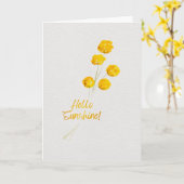 Carte Bonjour Jaune Soleil Billy Buttons Aquarelle (Fleur jaune)