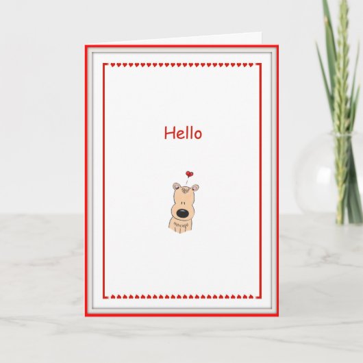 Carte Bonjour, Je T'Aime Cartoon Bear Card (Devant)