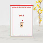 Carte Bonjour, Je T'Aime Cartoon Bear Card (Fleur jaune)