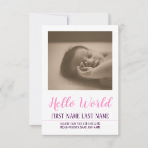 Carte Bonjour le Monde - annonce de naissance avec photo