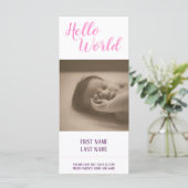 Carte Bonjour le Monde - annonce de naissance avec photo (Debout devant)