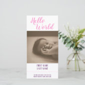 Carte Bonjour le Monde - annonce de naissance avec photo (Debout devant)