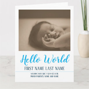 Carte Bonjour le Monde - annonce de naissance avec photo