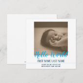 Carte Bonjour le Monde - annonce de naissance avec photo (Devant / Derrière)
