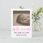 Carte Bonjour le Monde - annonce de naissance avec photo (Debout devant)