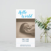 Carte Bonjour le Monde - annonce de naissance avec photo (Debout devant)