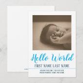 Carte Bonjour le Monde - annonce de naissance avec photo (Devant / Derrière)