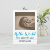 Carte Bonjour le Monde - annonce de naissance avec photo (Debout devant)