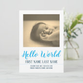 Carte Bonjour le monde - annonce de naissance avec photo (Debout devant)
