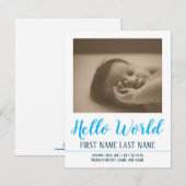 Carte Bonjour le Monde - annonce de naissance avec photo (Devant / Derrière)