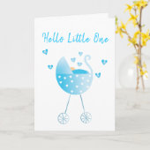 Carte Bonjour Little One Baby Boy Carriage Félicitations (Fleur jaune)