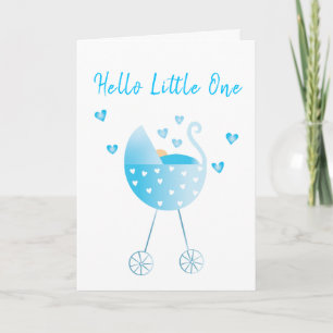 Carte Bonjour Little One Baby Boy Carriage Félicitations