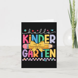 Carte Bonjour maternelle Coquette Bow Pencil Kindergarte