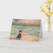 Carte Bonjour, Matin. Bordure Collie Chien (Fleur jaune)