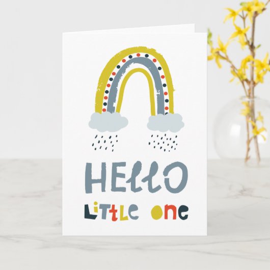 Carte Bonjour Mon Petit Un Arc En Arc En Arc (Fleur jaune)