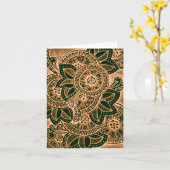 Carte Bonjour Neon Orange Noir Damask Inde Mandala Blank (Fleur jaune)