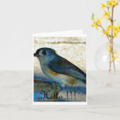 Carte Bonjour oiseau (Fleur jaune)