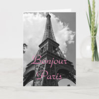 Bonjour Paris Noir Blanc Tour Eiffel France