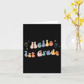 Carte Bonjour Première Année _ Professeur Rétro Retour À (Fleur jaune)