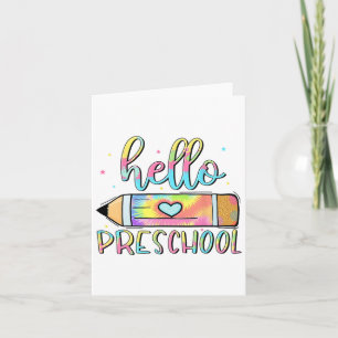 Carte Bonjour préscolaire Tie Dye Enseignant crayon Jeu