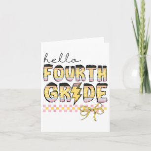 Carte Bonjour Quatrième Année Crayon Bow Retour À L'Écol