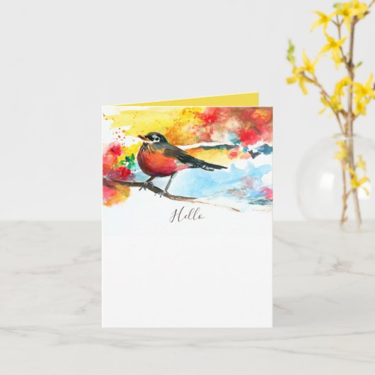 Carte Bonjour Robin Salutation Small (Fleur jaune)