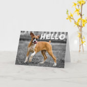 Carte Bonjour / Salut Boxer Chien Chien Chien Chien Chie (Fleur jaune)