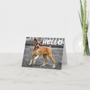 Carte Bonjour / Salut Boxer Chiot Chien - Vers