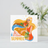Carte Bonjour Summer Beach Girl Greeting Card (Debout devant)