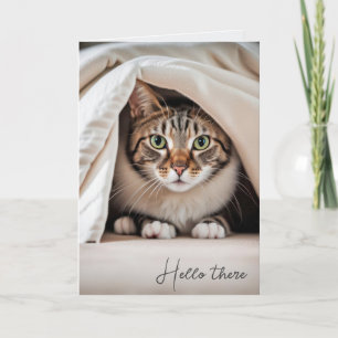 Carte Bonjour Tabby Cat sous couverture
