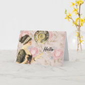 Carte Bonjour victorienne (Fleur jaune)