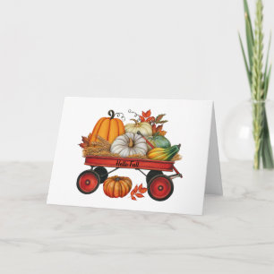 Carte Bonjour Wagon de Campagne Rustique d'Automne avec