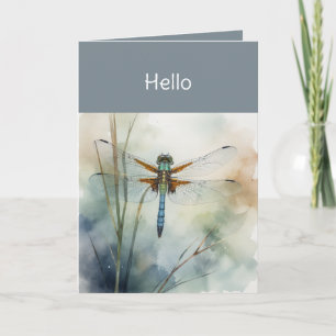 Carte Bonjour Watercolor Dragonfly Art