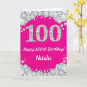 Carte Bonne 100e anniversaire Hot rose et Parties scinti (Fleur jaune)
