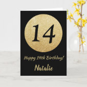 Carte Bonne 14e anniversaire Black and Gold Parties scin (Fleur jaune)