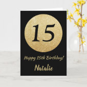 Carte Bonne 15e anniversaire Black and Gold Parties scin (Fleur jaune)