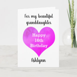 Carte Bonne 16ème anniversaire petite-fille