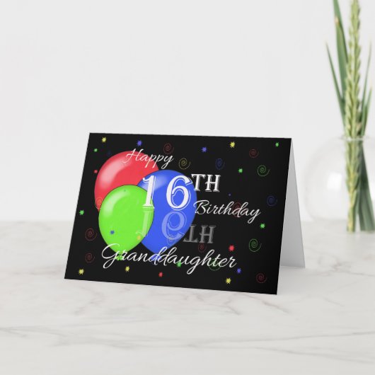 Carte Bonne 16ème anniversaire petite-fille (Devant)
