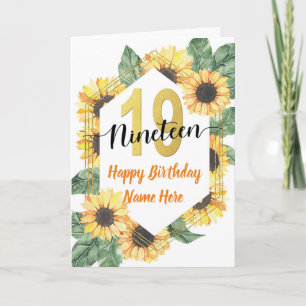 Carte Bonne 19e anniversaire Sunflower Salutation
