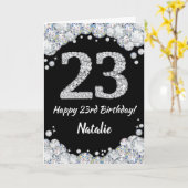 Carte Bonne 23e anniversaire Black and Silver Parties sc (Fleur jaune)