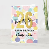 Carte Bonne 26e anniversaire Pastel Rainbow Gold Woman (Devant)