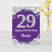 Carte Bonne 29e anniversaire Purple et Parties scintilla (Fleur jaune)
