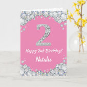 Carte Bonne 2e anniversaire Pink and Silver Parties scin (Fleur jaune)