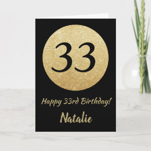 Carte Bonne 33e anniversaire Black and Gold Parties scin