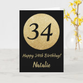 Carte Bonne 34e anniversaire Black and Gold Parties scin (Fleur jaune)