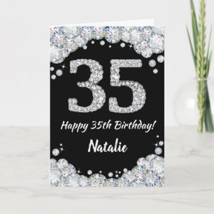 Carte Bonne 35e anniversaire Parties scintillant noir et