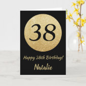Carte Bonne 38e anniversaire Black and Gold Parties scin (Fleur jaune)