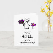 Carte Bonne 40ème anniversaire de travail (Fleur jaune)