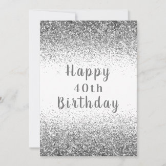 Carte Bonne 40ème Parties scintillant d'argent Typograph