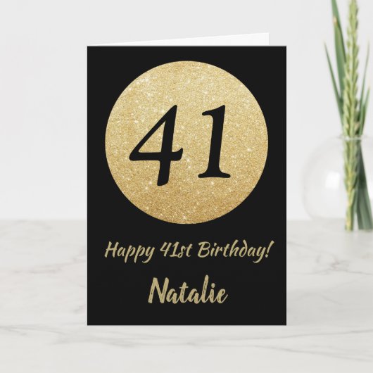 Carte Bonne 41e anniversaire Black and Gold Parties scin (Devant)